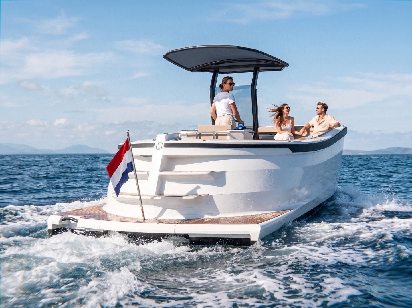 Lowlander cruising the coast with guests aboard